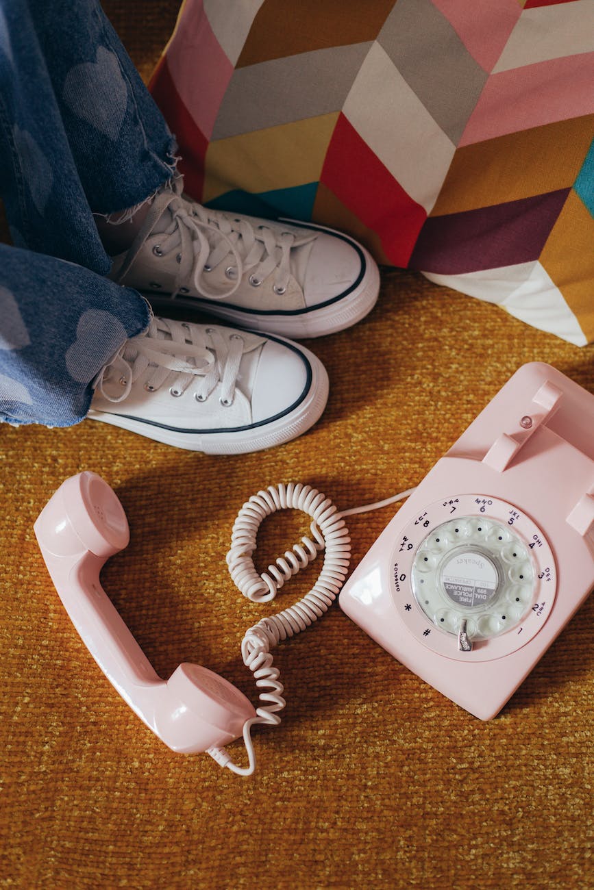 pink rotary telephone